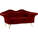 Meridian Lips 75" Red Velvet Upholstered Loveseat