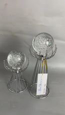 969 Silver Globe Sculpture 2PC