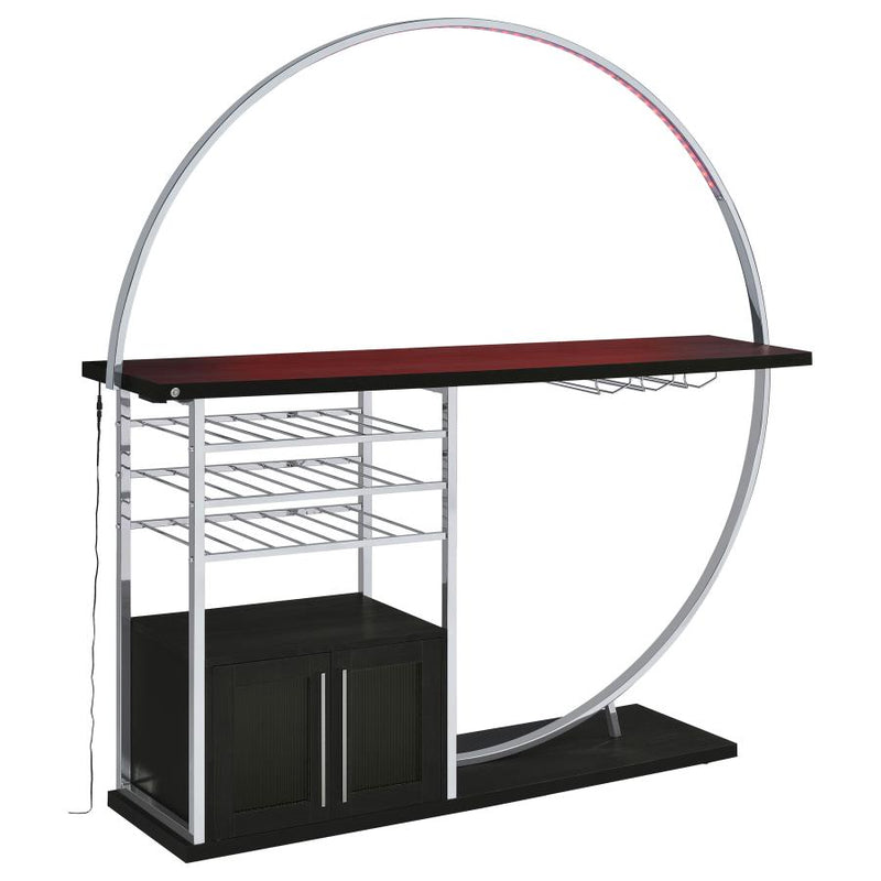 Risley 2-Door Circular LED Home Bar With Wine Storage Dark Charcoal 182799