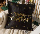MERRY CHRISTMAS 18x18 PILLOW COVER- BLACK&GOLD