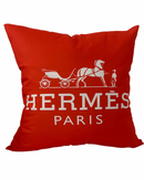 HERMES PARIS 20x20 PILLOW COVER-ORANGE & WHITE