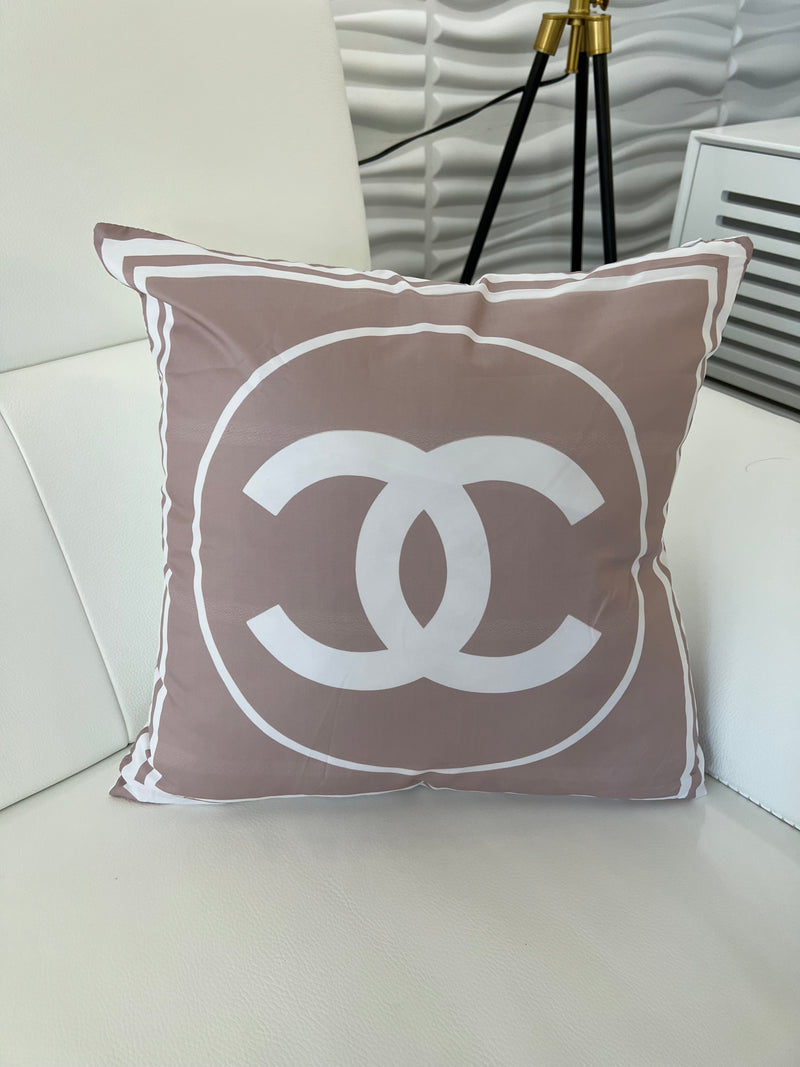 CHANEL 20x20 PILLOW COVER -PINK W/ WHITE RING