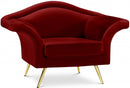 Meridian Lips 75" Red Velvet Upholstered Loveseat