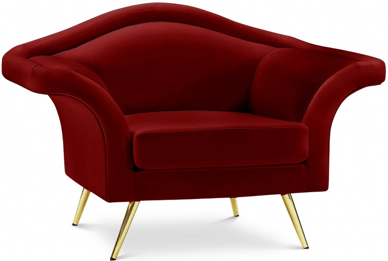 Meridian Lips Red Velvet Loveseat