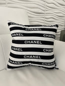 CHANEL STRIPE 20x20 PILLOW COVER-BLACK&WHITE