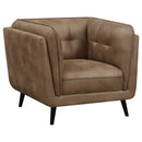 509423 Thatcher Upholstered Button Tufted Chair Brown