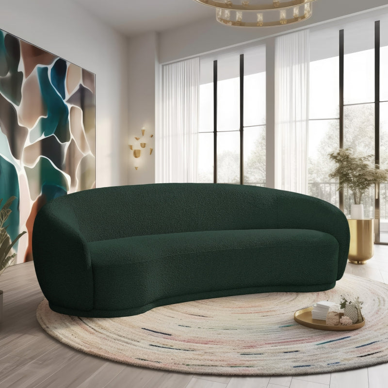 Meridian Hyde Green Boucle Fabric Sofa