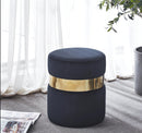 G03B BLACK AND GOLD ROUND OTTOMAN