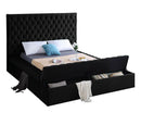 BLACK VELVET QUEEN STORAGE BED FRAME B565