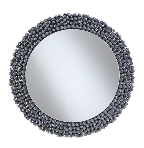 CLAUDETTE ROUND WALL MIRROR WITH GREY TEXTURAL FRAME 960077