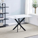 DT8120M White Marble Dining Table w/ Black Base