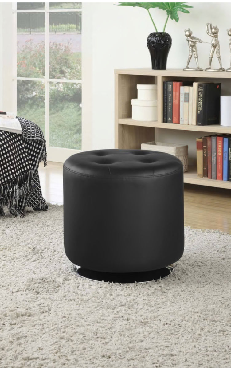 Bowman Round Swivel Ottoman Black 500556
