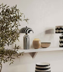 TOV-G18570 Maiori Black Striped Papier Mache Table Lamp