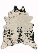 Modern Rustic Faux Fur Art Hide Metallic Black Patch 5x7Rugs