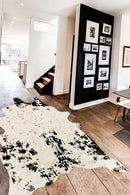 Modern Rustic Faux Fur Art Hide Metallic Black Patch 5x7Rugs