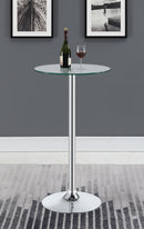ABILINE ROUND 24-INCH GLASS TOP BISTRO BAR TABLE CHROME