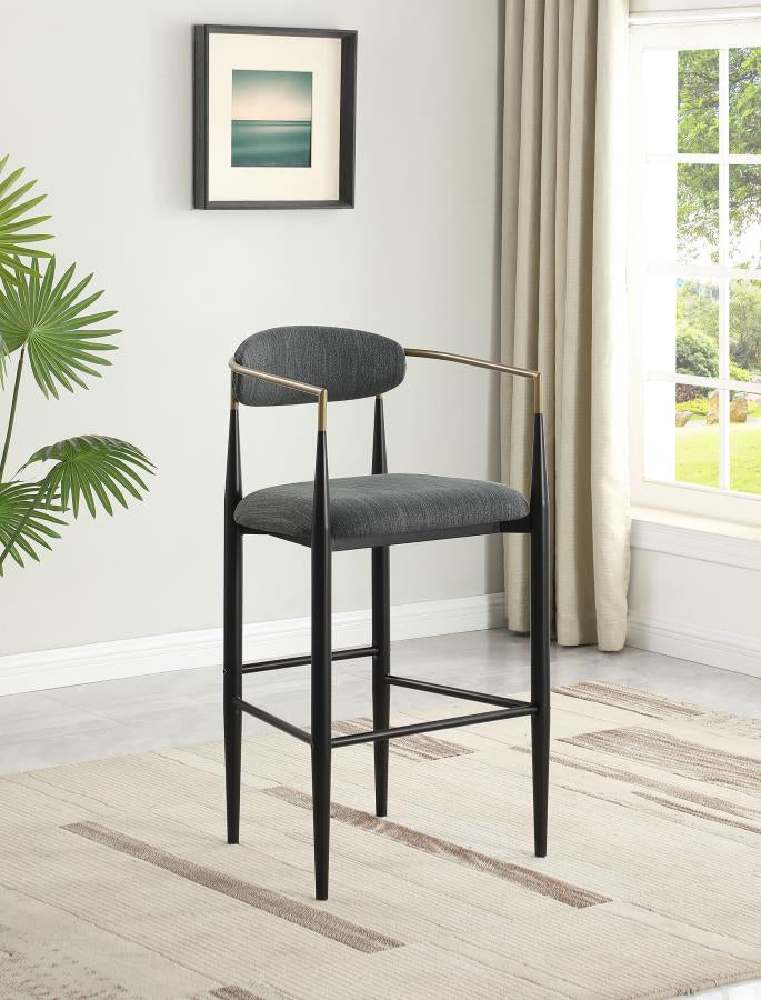 TINA FABRIC UPHOLSTERED BAR CHAIR DARK GREY 121189