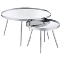 Kaelyn 2-Piece Round Mirror Top Nesting Coffee Table Chrome 708368