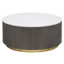 JASON ROUND MARBLE TOP COFFEE TABLE WHITE AND CHARCOAL 710418