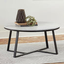 HUGO ROUND FAUX MARBLE COFFEE TABLE WHITE AND MATTE BLACK 723238