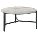 TANDI ROUND FAUX MARBLE COFFEE TABLE WHITE AND BLACK 753538