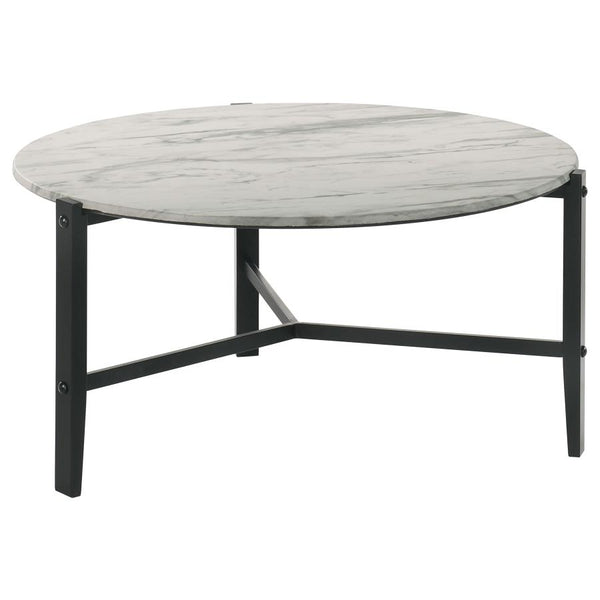 TANDI ROUND FAUX MARBLE COFFEE TABLE WHITE AND BLACK 753538