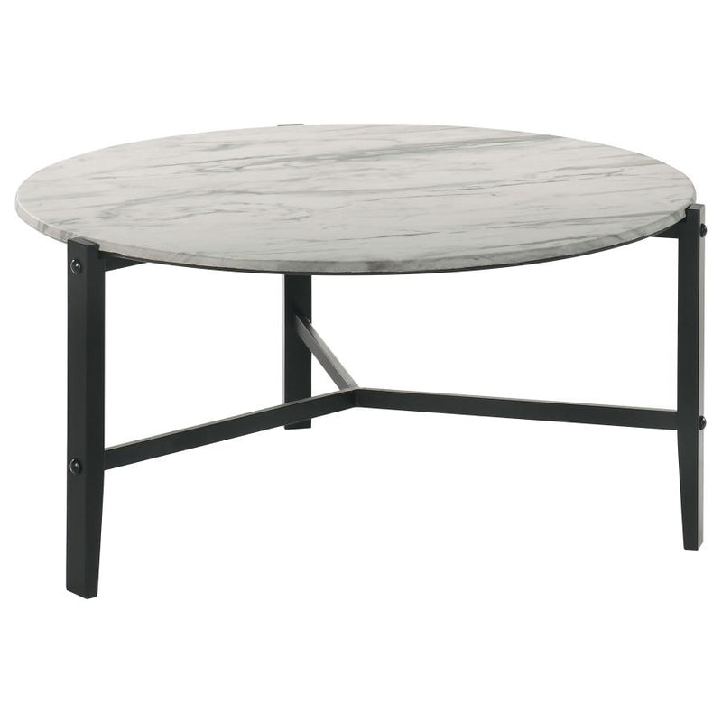 TANDI ROUND FAUX MARBLE COFFEE TABLE WHITE AND BLACK 753538