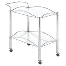 Shadix 2-tier Rectangular Glass Shelf Metal Bar Cart Chrome 910077