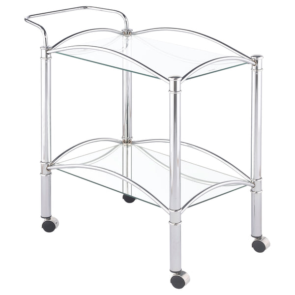 Shadix 2-tier Rectangular Glass Shelf Metal Bar Cart Chrome 910077