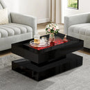 779 Black Coffee Table W/ Fireplace 7 Color LED & Bluetooth