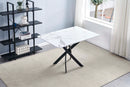 DT8120M White Marble Dining Table w/ Black Base