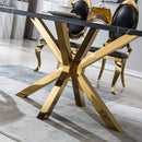 DT201GMB Black Marble Dining Table w/ Gold Base