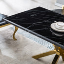 DT201GMB Black Marble Dining Table w/ Gold Base