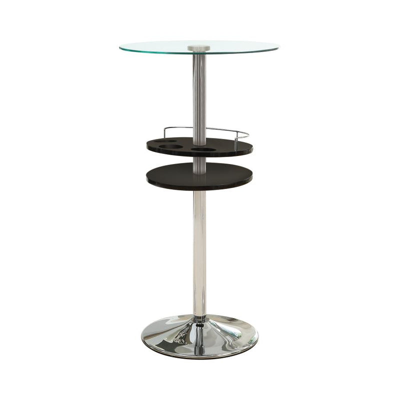 Gianella Glass Top Bar Table with Wine Storage Black and Chrome 120715