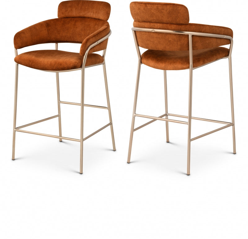 Yara Velvet Counter Stool 550Cognac-C