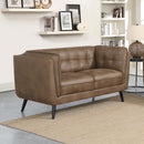 Thatcher Upholstered Button Tufted Loveseat Brown 509422