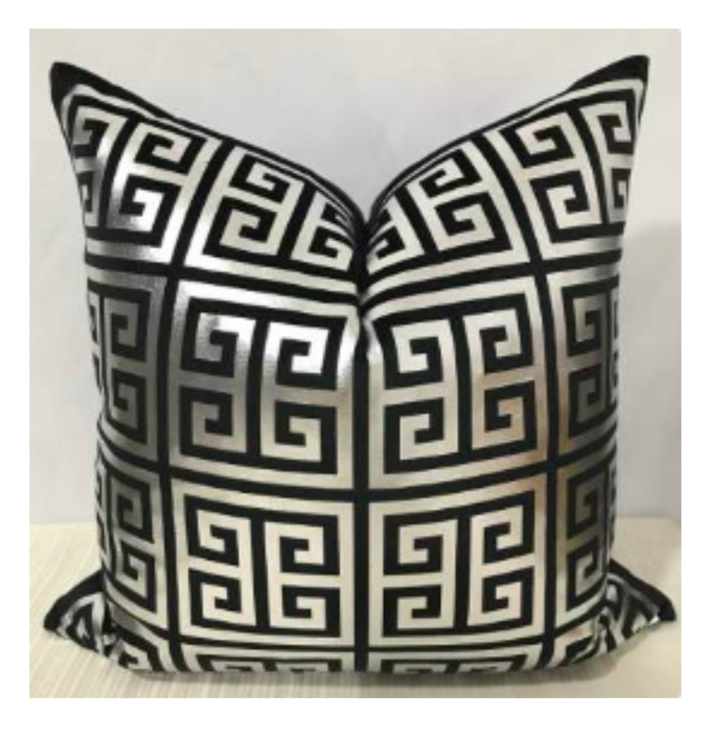 GLIDE 18” X 18” PILLOW COVER - BLACK & SILVER