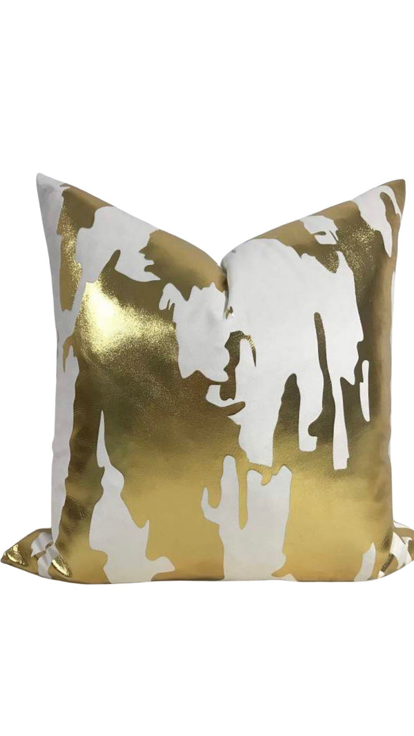 NORDIC 20” X 20”   PILLOW COVER - WHITE & GOLD