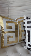 LUXE GEOMETRIC 22” X 22” PILLOW COVER - BLACK & WHITE