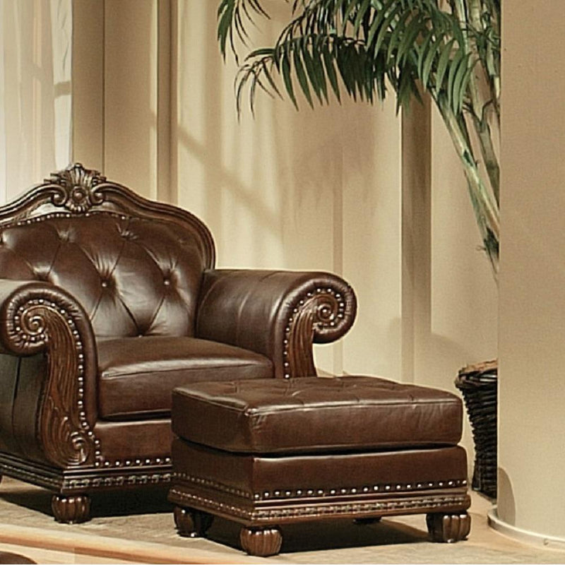 Acme Furniture Anondale Leather Ottoman 15034 IMAGE 1