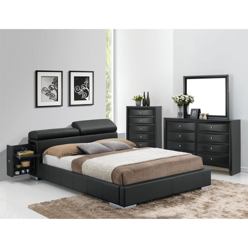 Acme Furniture Manjot Queen Upholstered Platform Bed with Storage 20750Q IMAGE 1