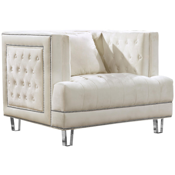 Meridian Lucas Stationary Fabric Chair 609Cream-C IMAGE 1