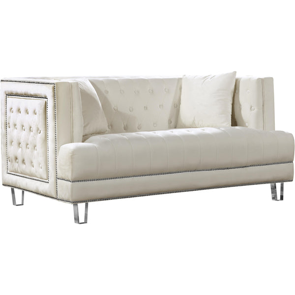 Meridian Lucas Stationary Fabric Loveseat 609Cream-L IMAGE 1