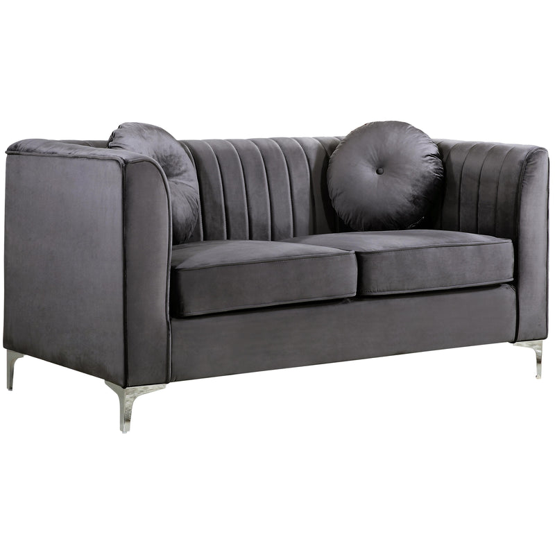Meridian Isabelle Stationary Fabric Loveseat 612Grey-L IMAGE 1