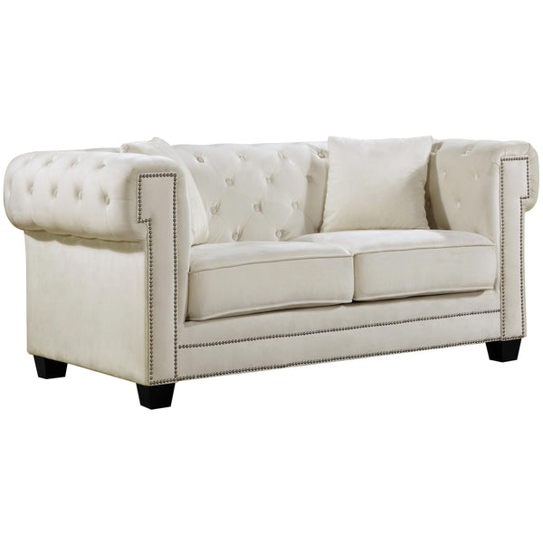 Meridian Bowery Stationary Fabric Loveseat 614Cream-L IMAGE 1