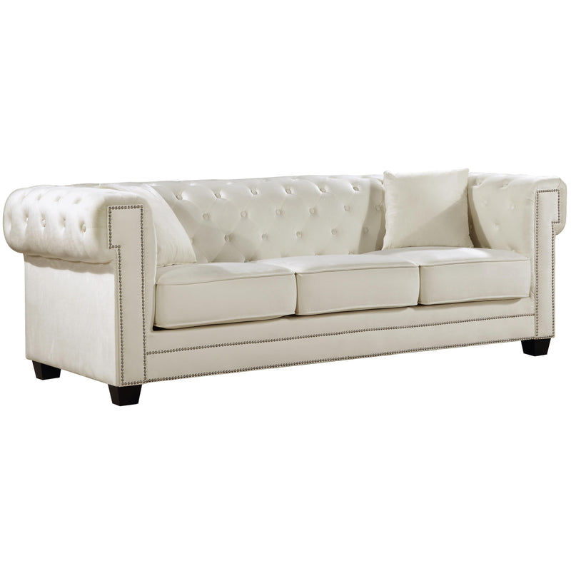 Meridian Bowery Stationary Fabric Sofa 614Cream-S IMAGE 1