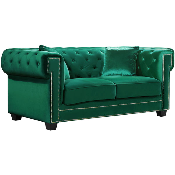 Meridian Bowery Stationary Fabric Loveseat 614Green-L IMAGE 1
