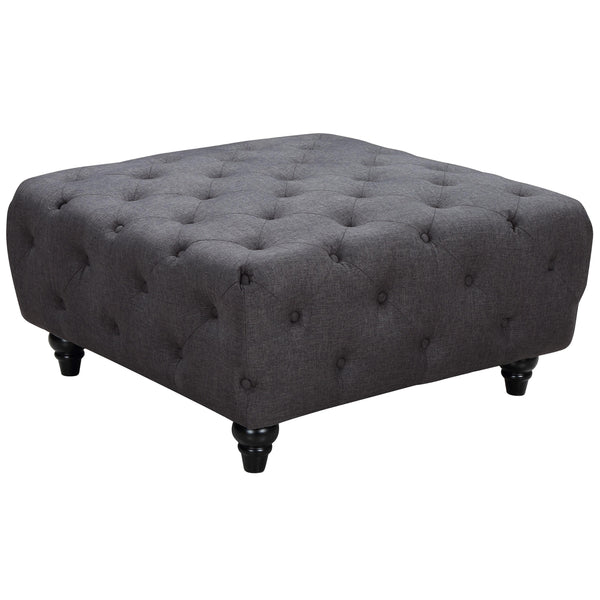 Meridian Chesterfield Fabric Ottoman 662GRY-Ott IMAGE 1
