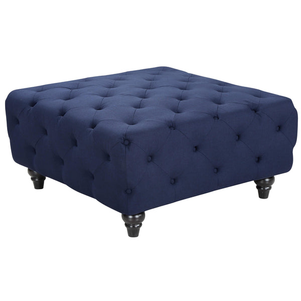 Meridian Chesterfield Fabric Ottoman 662Navy-Ott IMAGE 1