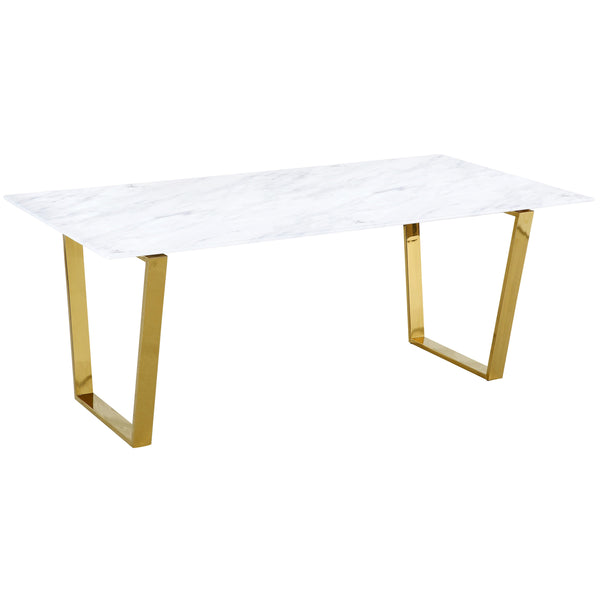 Meridian Cameron Dining Table with Marble Top and Pedestal Base 712-T IMAGE 1